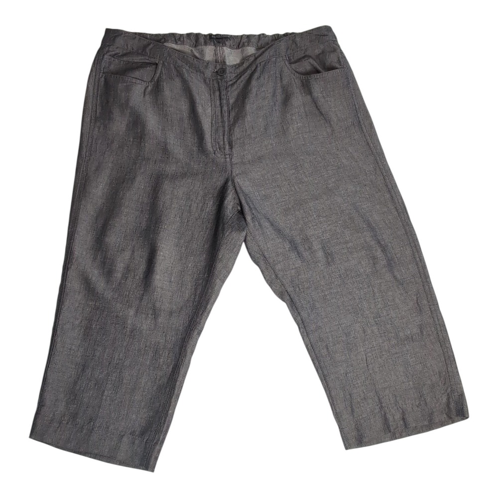 Eileen Fisher Cropped Pants Women 1X Linen Blend Quiet Luxury
